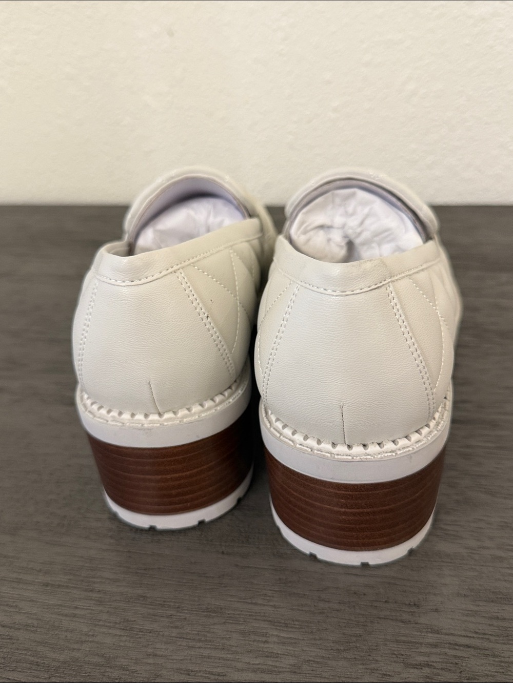 Marc Fisher NWT Cream Quilted Lug Sole Platform Penny Loafers Shoes 9.5M - Picture 6 of 13